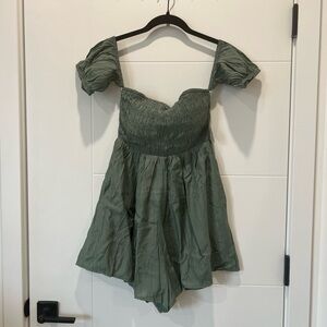 NWT* Klassy Network Green Off-Shoulder Romper with built in bra